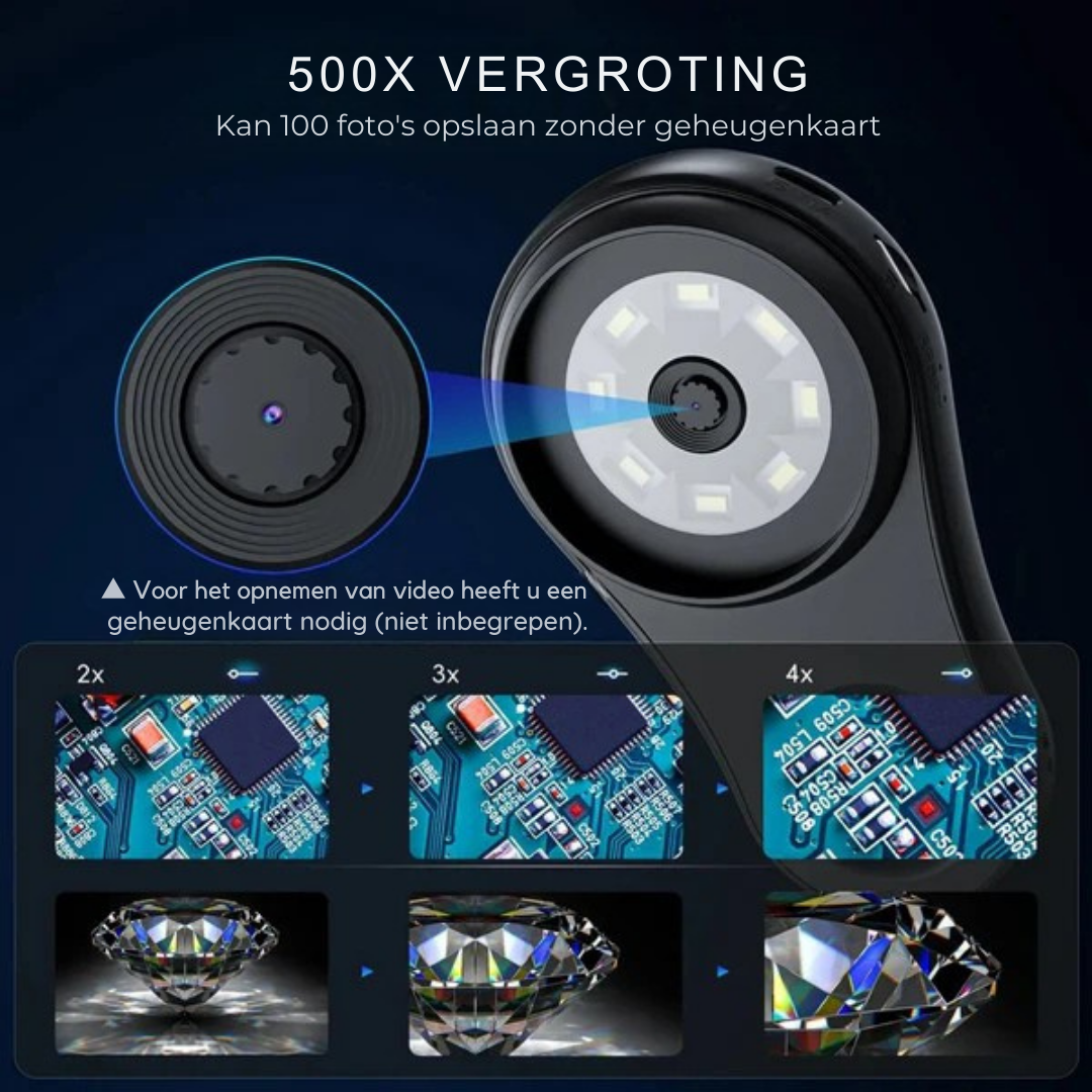 MicroView™ Pro – Draagbare Digitale Microscoop met LED-Verlichting