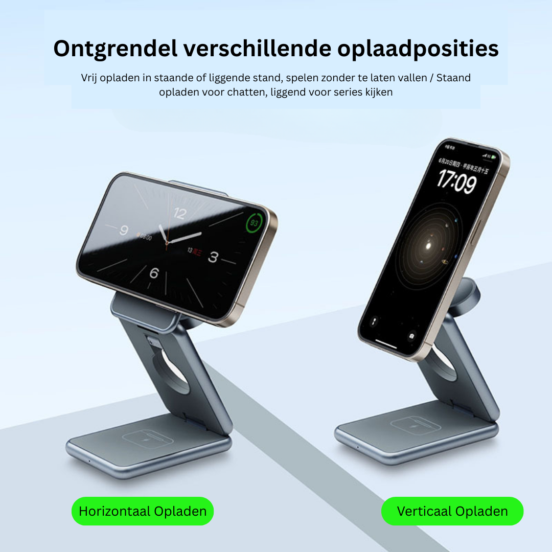 ChargeStand™ Pro – Snelle & Draadloze Oplaadstandaard
