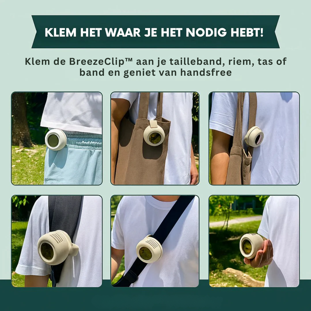BreezeClip™ Pro – Stille & Draagbare Mini Ventilator met Klem