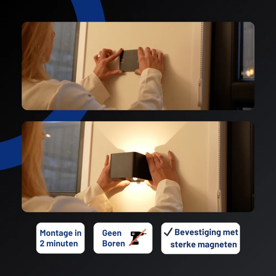 GlowBox™ Max – Strakke & Sfeervolle Draadloze Wandlamp