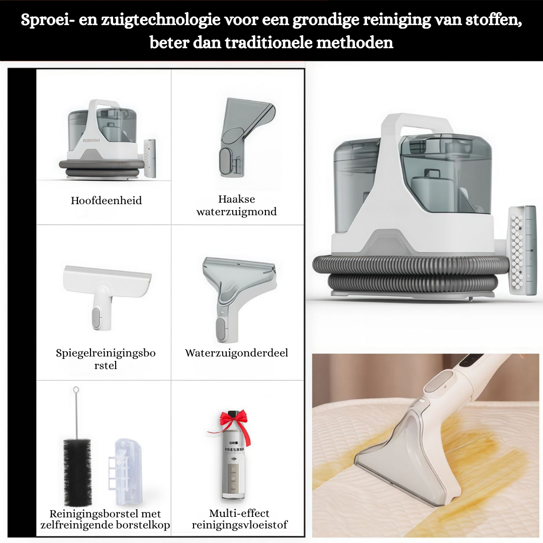 HydroVac™ Max – Spray & Zuigreiniger voor Meubels & Tapijt