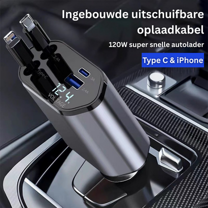 ChargeMate™ Retract – Autolader met Intrekbare Kabel & Snellaadfunctie