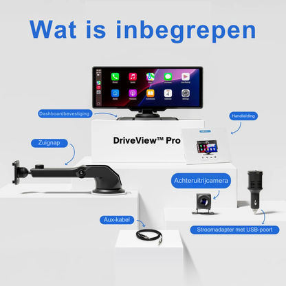 DriveView™ Pro – Draadloze CarPlay & Android Auto Tablet