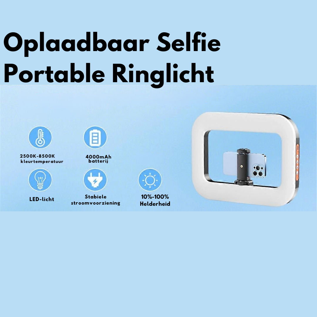 GlowRing™ Pro – Oplaadbare Selfie Ring Light voor Telefoon